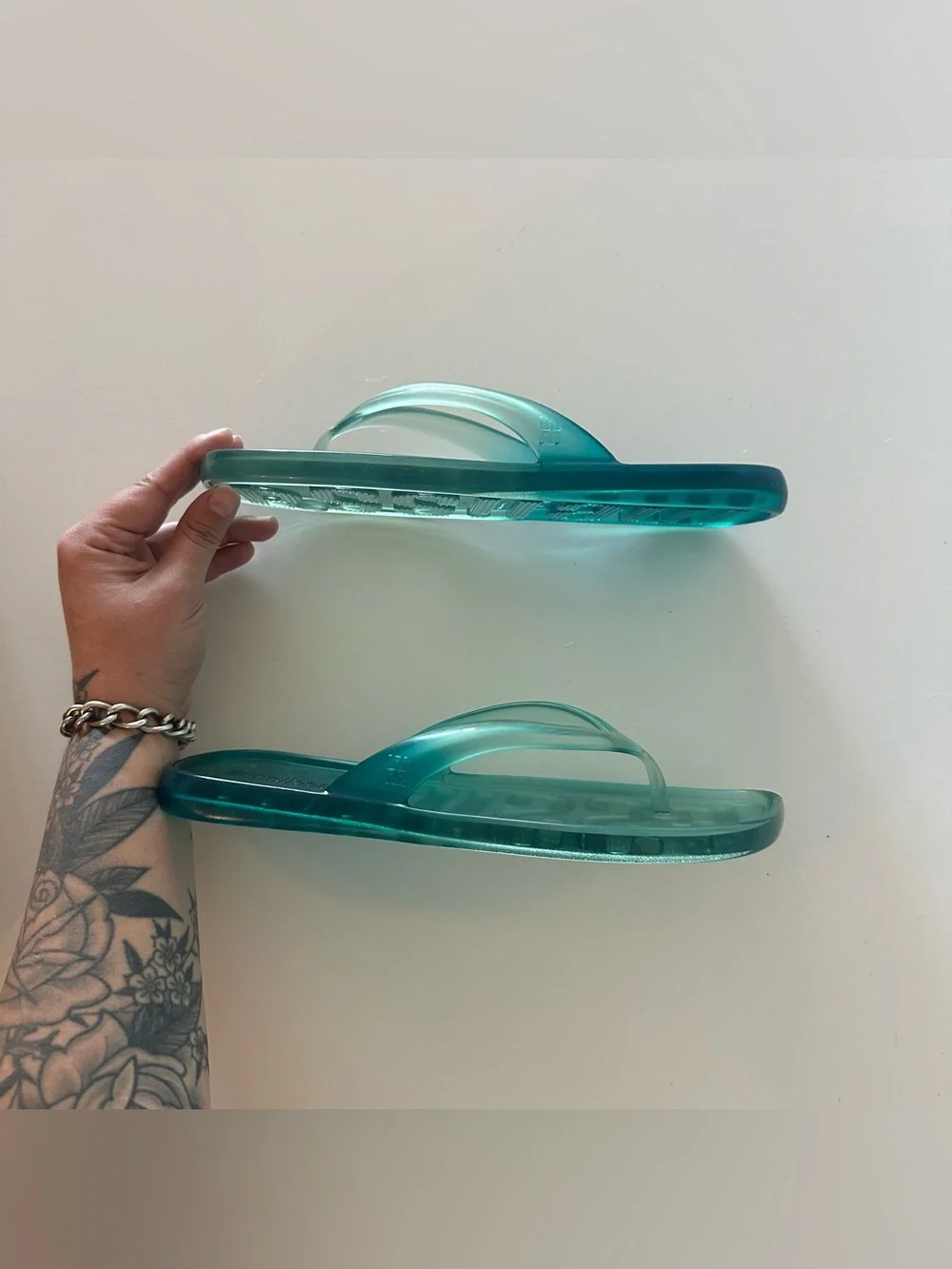 NEW Melissa Beachwear Flip Flops Thongs Sandals 9 Green Blue Transparent Clear